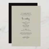 Sleek & Simple Tan & Black Wedding Einladung (Vorne/Hinten)