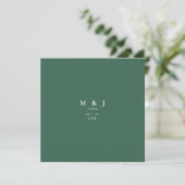 Sleek & Simple Viridian Square Wedding Einladung (Stehend Vorderseite)
