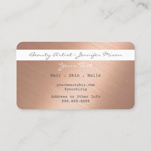 Sleek Simplistic Credit Card Shinting Rose Gold Visitenkarte (Rückseite)
