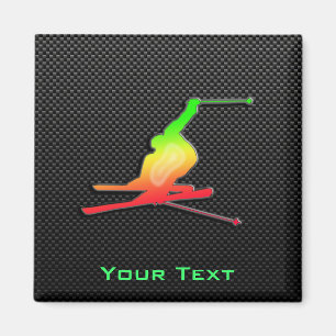 Sleek Snow Skiing Magnet