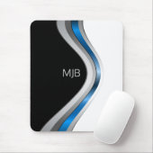 Sleek Sporty Metallic Kurven mit Ihrem Monogramm Mousepad (Mit Mouse)