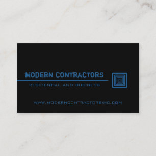Sleek Square Business Card, Schwarz und Blau Visitenkarte