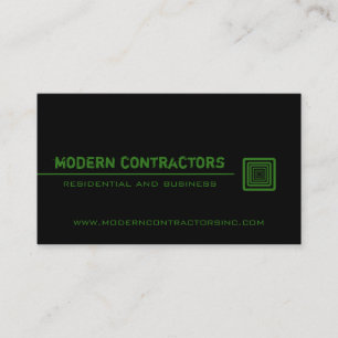 Sleek Square Business Card, Schwarz und Grün Visitenkarte