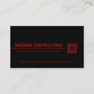 Sleek Square Business Card, Schwarz und Rot Visitenkarte