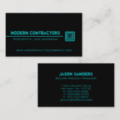 Sleek Square Business Card, Schwarz und Türkis Visitenkarte (Vorne/Hinten)