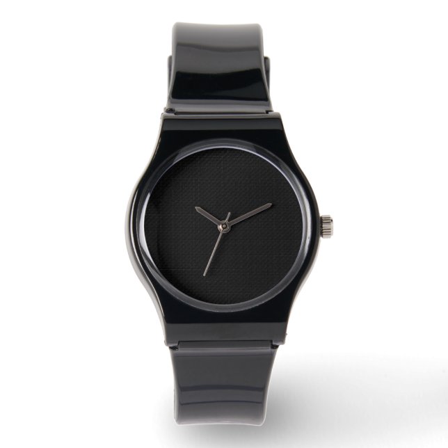 Sleek Stealth Schwarze Kohlenstoff-Mikro-Tech-Text Armbanduhr (Vorderseite)