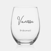 Sleek Style Mit Monogramm Weinglas Ohne Stiel (Vorderseite)