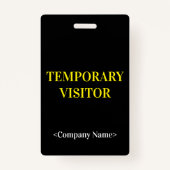 Sleek "TEMPORARY VISITOR" Abzeichen Ausweis (Vorderseite)