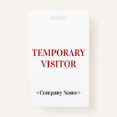 Sleek "TEMPORARY VISITOR" Abzeichen Ausweis (Rückseite)