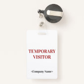 Sleek "TEMPORARY VISITOR" Abzeichen Ausweis (Rückseite mit Rechteck)