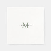 Sleek und Simple Sage Monogram Swash Napkins Serviette (Vorderseite)