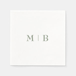 Sleek und Simple Sage Monogram Wedding Cocktail II Serviette