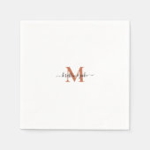 Sleek und Simple Terracott Monogram Swash Napkins Serviette (Vorderseite)