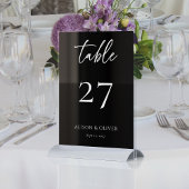 Sleek und stilvoll: Custom Black Modern Wedding Tischnummer