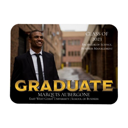 Sleek Uni | Univ Foto Graduate Black | Gold Magnet (Horizontal)