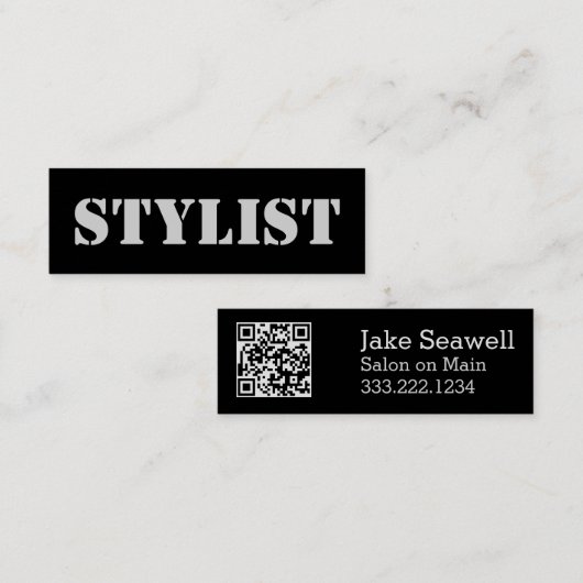 Sleek Urban Stylist QR-Code Mini Visitenkarte (Vorne/Hinten)