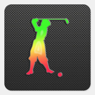 Sleek Vintag Golfer Quadratischer Aufkleber