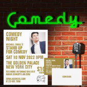 Sleek White & Gold, Comedian, Comedy Club Visitenkarte