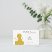 Sleek White & Gold Maid Silhouette House Reinigung Visitenkarte (Stehend Vorderseite)