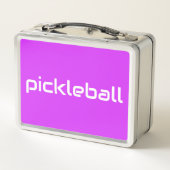 Sleek White PICKLEBALL auf hellen tropischen Rosa Metall Brotdose (Rückseite)