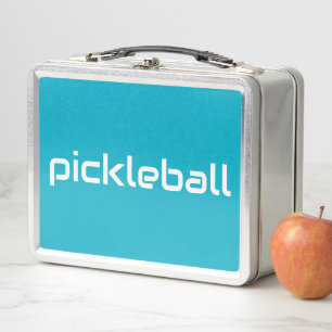 Sleek White PICKLEBALL Text auf Bold Blue Blue Metall Brotdose