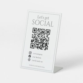 Sleek White QR Code Business Scanne mich Social Me Sockelschild