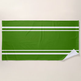 Sleek White Racing Stripes Summer Green Hintergrun Strandtuch