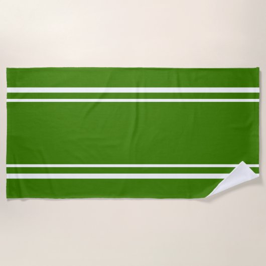 Sleek White Racing Stripes Summer Green Hintergrun Strandtuch (Vorderseite)