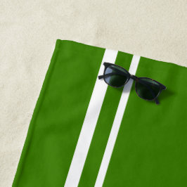 Sleek White Racing Stripes Summer Green Hintergrun Strandtuch