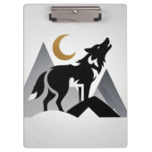 Sleek wolf Silhouette heulend Halbmond Klemmbrett (Vorderseite)