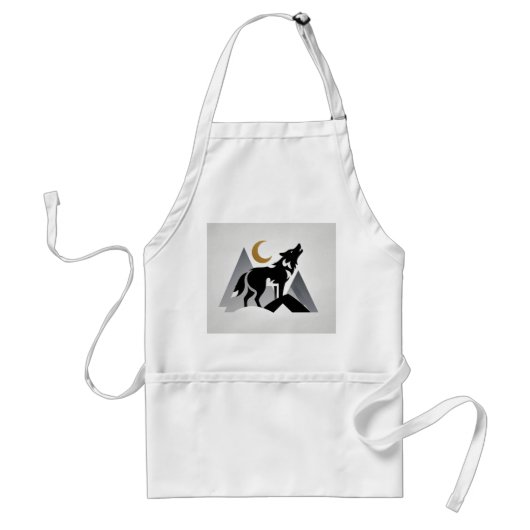 Sleek wolf Silhouette heulend Halbmond Schürze (Vorne)
