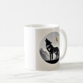 Sleek wolf Silhouette schwarz grau minimalistisch Kaffeetasse (VorderseiteRechts)