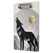 Sleek wolf Silhouette schwarz grau minimalistisch Klemmbrett (Links)