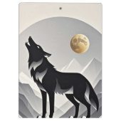 Sleek wolf Silhouette schwarz grau minimalistisch Klemmbrett (Rückseite)