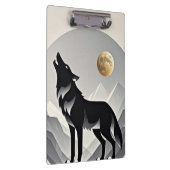 Sleek wolf Silhouette schwarz grau minimalistisch Klemmbrett (Rechts)