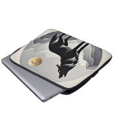 Sleek wolf Silhouette schwarz grau minimalistisch Laptopschutzhülle (Vorne Knopf)