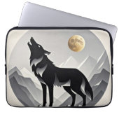 Sleek wolf Silhouette schwarz grau minimalistisch Laptopschutzhülle (Vorderseite)