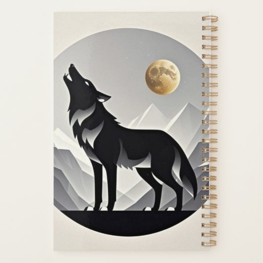 Sleek wolf Silhouette schwarz grau minimalistisch Planer (Rückseite)