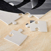 Sleek wolf Silhouette schwarz grau minimalistisch Puzzle (Seite)