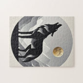 Sleek wolf Silhouette schwarz grau minimalistisch Puzzle (Horizontal)