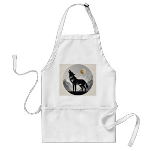Sleek wolf Silhouette schwarz grau minimalistisch Schürze
