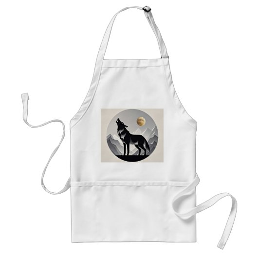 Sleek wolf Silhouette schwarz grau minimalistisch Schürze (Vorne)