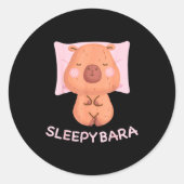 Sleeng Capybara Pajamas Nightgown Sleepybara Roden Runder Aufkleber (Vorderseite)