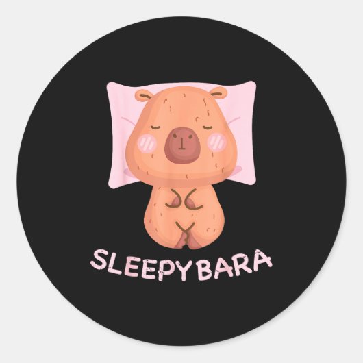Sleeng Capybara Pajamas Nightgown Sleepybara Roden Runder Aufkleber (Vorderseite)