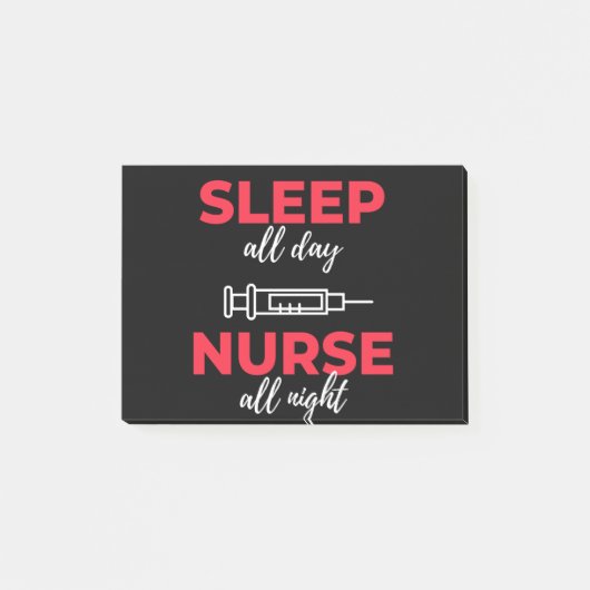 Sleep All Day Nurse All Night Post-it Klebezettel (Vorderseite)