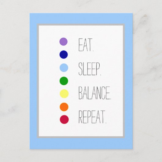 Sleep Balance Einfaches Chakra Design essen Postkarte (Vorderseite)
