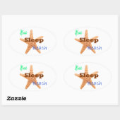 Sleep Beach essen - Oval Sticker (Blatt)