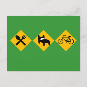 Sleep Bicycle Road Signs essen Postkarte