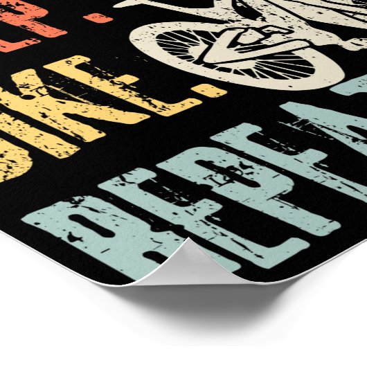 Sleep Bike Wiederholung Retro Bike Mountain Biker Poster (Ecke)