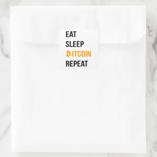 Sleep Bitcoin wiederholen Quadratischer Aufkleber (Tasche)